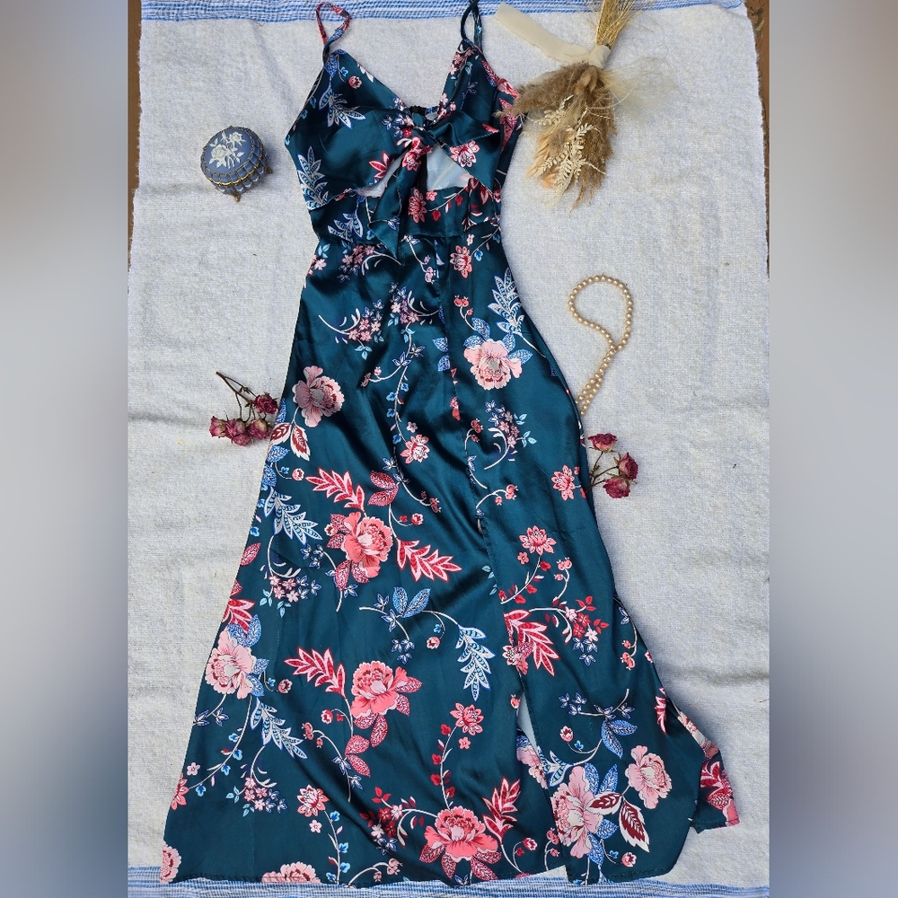 Blue Floral Midi Dress